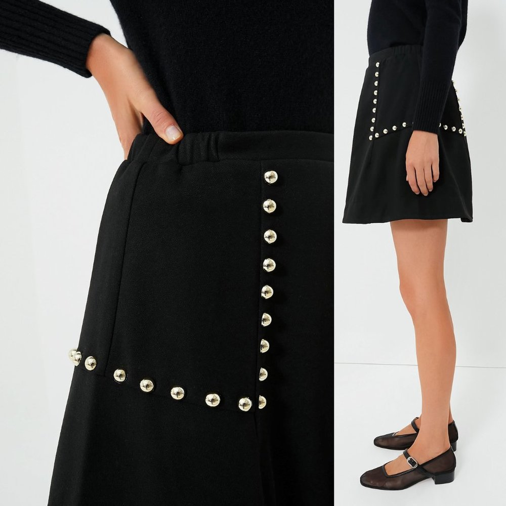 Tuckernuck | NEW Gold Stud Mod Mini Skirt in Black Size M - Picture 3 of 7